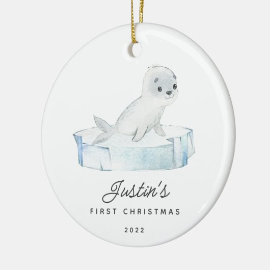 Baby's eerste kerstreces keramisch ornament (Links)
