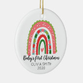 Baby's eerste kerstregenboogOrnament Keramisch Ornament (Rechts)