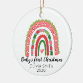 Baby's eerste kerstregenboogOrnament Keramisch Ornament (Links)