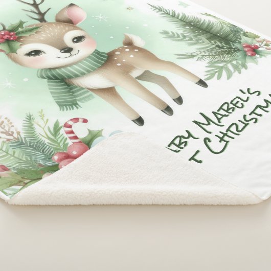 Baby's eerste kerstrendier groen sherpa deken (3/4)