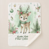 Baby's eerste kerstrendier groen sherpa deken (Voorkant)
