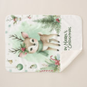 Baby's eerste kerstrendier groen sherpa deken (Voorkant (horizontaal))