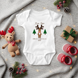 Baby's Eerste Kerstrendier Naam Bodysuit