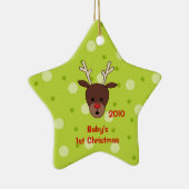 Baby's eerste kerstrendier-versiering keramisch ornament (Rechts)