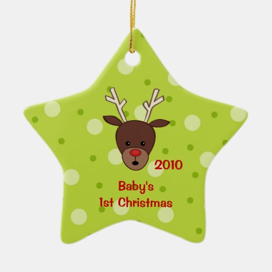Baby's eerste kerstrendier-versiering keramisch ornament (Voorkant)