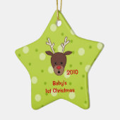 Baby's eerste kerstrendier-versiering keramisch ornament (Links)