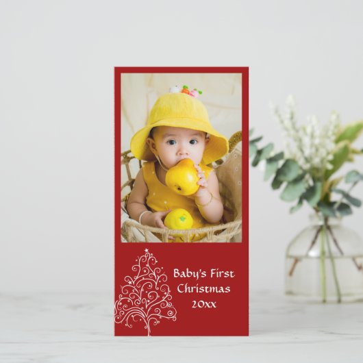 Baby's eerste kerstrood feestdagenkaart (Staand voorkant)