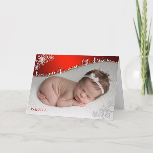 Baby's eerste kerstrood - FOTO VAN UW BABY Kaart (Voorkant)