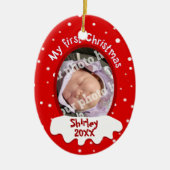 Baby's eerste kerstrood Voeg je Afbeelding naam to Keramisch Ornament (Voorkant)