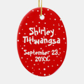 Baby's eerste kerstrood Voeg je Afbeelding naam to Keramisch Ornament (Achterkant)