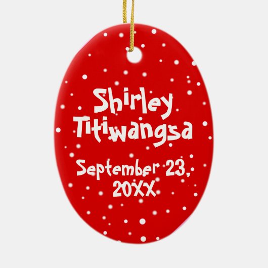 Baby's eerste kerstrood Voeg je Afbeelding naam to Keramisch Ornament (Achterkant)