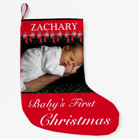 Baby's Eerste Kerstroodbogen & Foto Kleine Kerstsok (Voorkant)