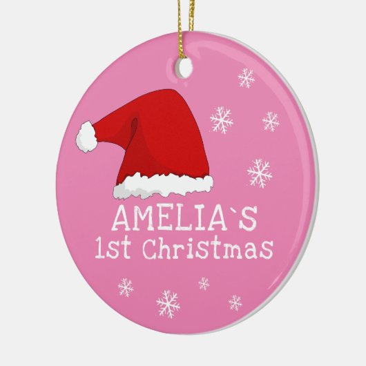 Baby's eerste kerstroze kerstkerstkerstschilfers S Keramisch Ornament (Links)