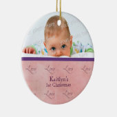 Baby's eerste kerstroze versiering keramisch ornament (Rechts)