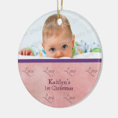 Baby's eerste kerstroze versiering keramisch ornament (Links)