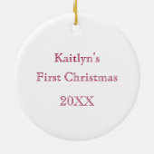 Baby's eerste kerstroze versiering keramisch ornament (Achterkant)