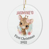 Baby's eerste kerstschattige giraf jaar geboren keramisch ornament (Links)