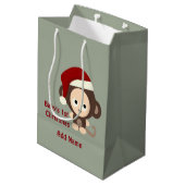Baby's eerste kerstschattige kerstman-aap medium cadeauzakje (Achterkant Gekanteld)