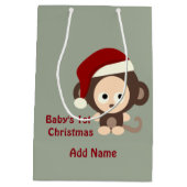 Baby's eerste kerstschattige kerstman-aap medium cadeauzakje (Achterkant)