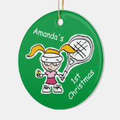 Baby's eerste kerstschattige kinder tenniscartoon keramisch ornament (Links)