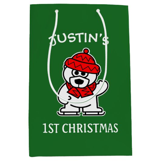 Baby's eerste kerstschattige polair beer gepersona medium cadeauzakje (Voorkant)