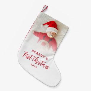 Baby's Eerste Kerstscript Foto Aangepast Kleine Kerstsok