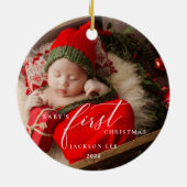 Baby's Eerste Kerstscript Foto Ornament (Achterkant)
