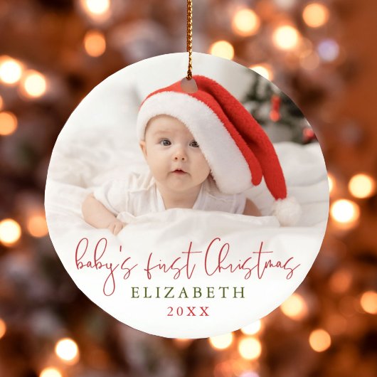 Baby's Eerste Kerstscript Fotoherinnering Keramisch Ornament