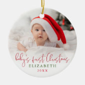 Baby's Eerste Kerstscript Fotoherinnering Keramisch Ornament (Voorkant)