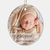 Baby's eerste kerstscript Modern Elegant Keramisch Ornament (Links)
