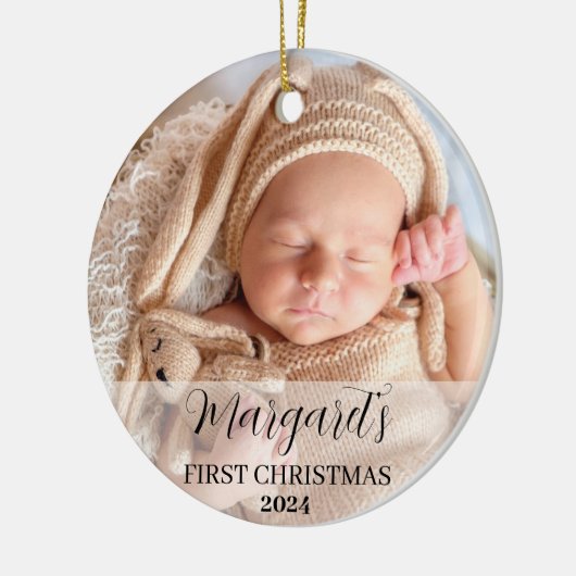 Baby's eerste kerstscript Modern Elegant Keramisch Ornament (Links)