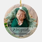 Baby's eerste kerstscript Modern Elegant Keramisch Ornament (Achterkant)