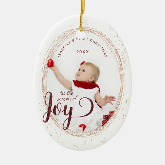Baby's Eerste Kerstseizoen van Joy Custom Photo Keramisch Ornament