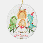 Baby's eerste kerstsieraad Dinosaur Keramisch Ornament (Links)