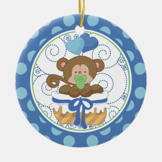 Baby's eerste kerstsieraap keramisch ornament (Voorkant)