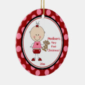 Baby's eerste kerstsieraar Stick Figuur Girl Keramisch Ornament (Rechts)