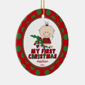 Baby's eerste kerstsieraar Stick Figuur Girl Keramisch Ornament (Rechts)