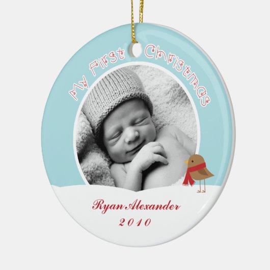 Baby's eerste kerstsieraden keramisch ornament (Links)