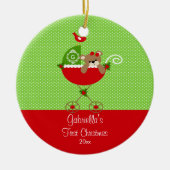 Baby's Eerste kerstsierfeest Baby Carriage Keramisch Ornament (Voorkant)