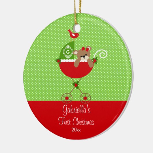 Baby's Eerste kerstsierfeest Baby Carriage Keramisch Ornament (Links)