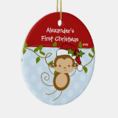 Baby's eerste kerstsierjongen Santa Monkey Keramisch Ornament (Rechts)