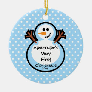 Baby's eerste kerstsierjongen Snowman Boy Keramisch Ornament