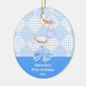 Baby's eerste kerstsierman, babyjongen Stork Keramisch Ornament (Links)