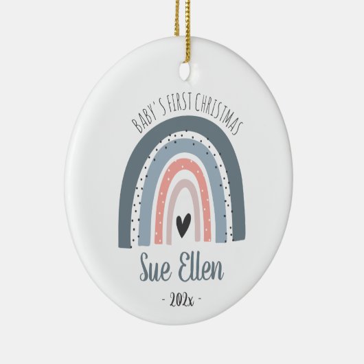 Baby's eerste kerstsierregenboog met waterverf keramisch ornament (Rechts)