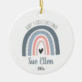 Baby's eerste kerstsierregenboog met waterverf keramisch ornament (Voorkant)