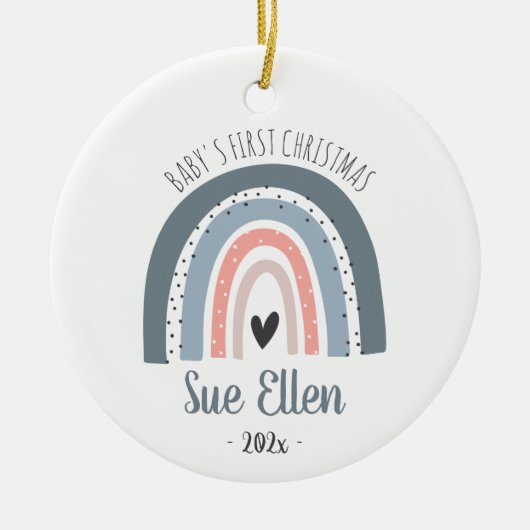 Baby's eerste kerstsierregenboog met waterverf keramisch ornament (Voorkant)