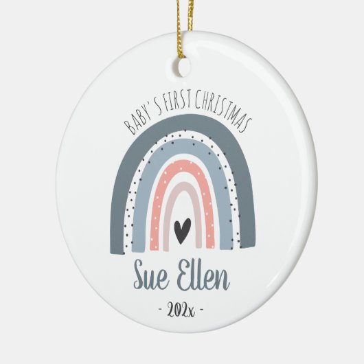 Baby's eerste kerstsierregenboog met waterverf keramisch ornament (Links)