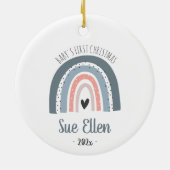 Baby's eerste kerstsierregenboog met waterverf keramisch ornament (Achterkant)