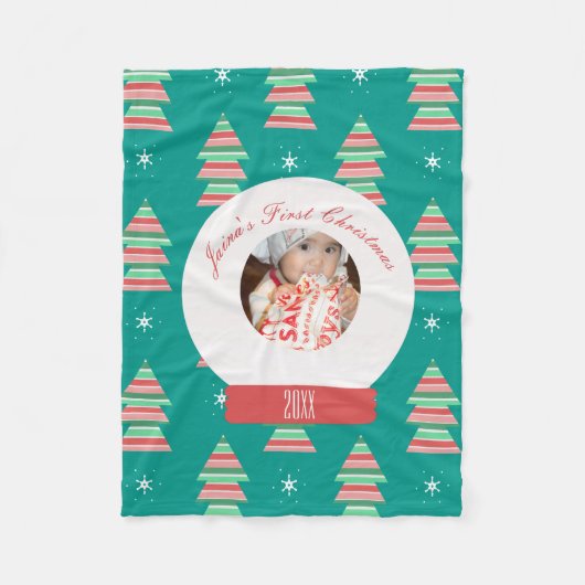 Baby's eerste kerstsneeuwbol Snowflakes-boom Fleece Deken (Voorkant)