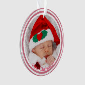 Baby's Eerste Kerstsneeuwvlok op Roze Ornament (voorkant)